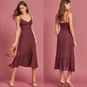 Reformation Burgundy Embry Midi Dress